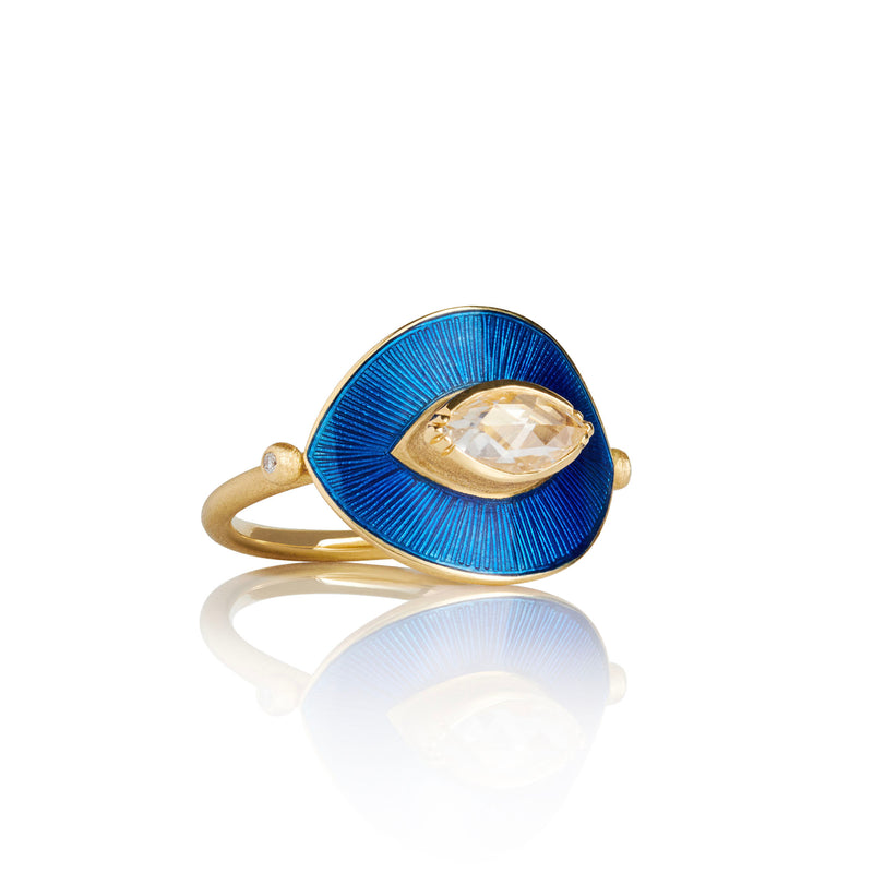 TALISMAN DIAMOND COBALT BLUE ENAMEL RING