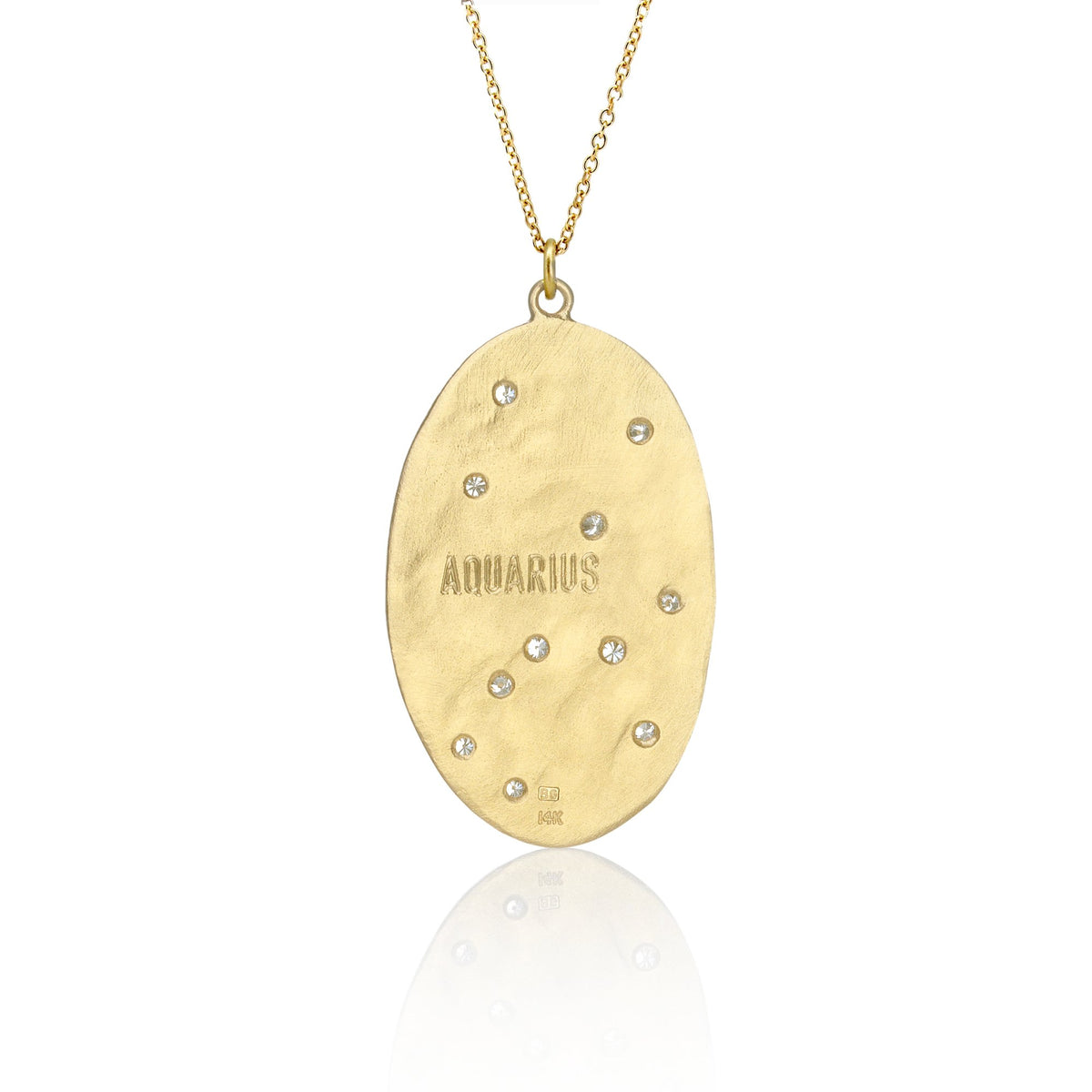 Hand made in Los Angeles Brooke Gregson 14k gold Aquarius Astrology Diamond Necklace back view
