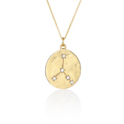 Hand made in Los Angeles Brooke Gregson 14k gold Astrology Zodiac Cancer Diamond Star Sign Necklace