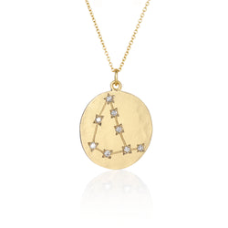 Hand made in Los Angeles Brooke Gregson 14k gold Astrology Zodiac Capricorn Diamond Star Sign Necklace