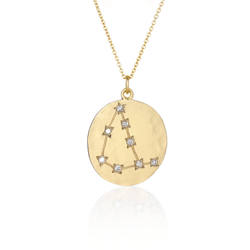 Hand made in Los Angeles Brooke Gregson 14k gold Astrology Zodiac Capricorn Diamond Star Sign Necklace