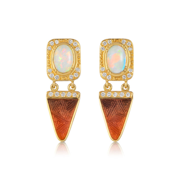 Nefertiti Opal Diamond Enamel Earrings