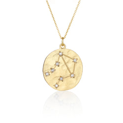 Hand made in Los Angeles Brooke Gregson 14k gold Zodiac Astrology Libra Diamond Star Sign Necklace
