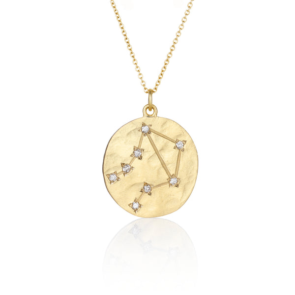 Hand made in Los Angeles Brooke Gregson 14k gold Zodiac Astrology Libra Diamond Star Sign Necklace