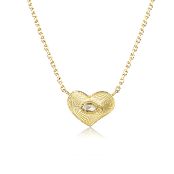 ENGRAVED HEART MARQUIS DIAMOND NECKLACE