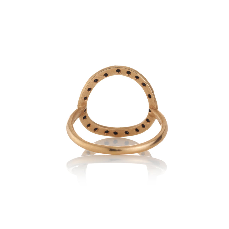 Hand made in Los Angeles Brooke Gregson 14k rose gold black diamond Circle ring back view
