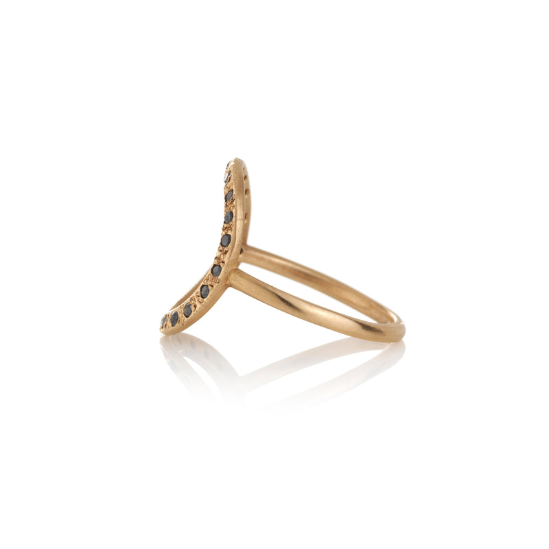 Hand made in Los Angeles Brooke Gregson 14k rose gold black diamond Circle ring side view