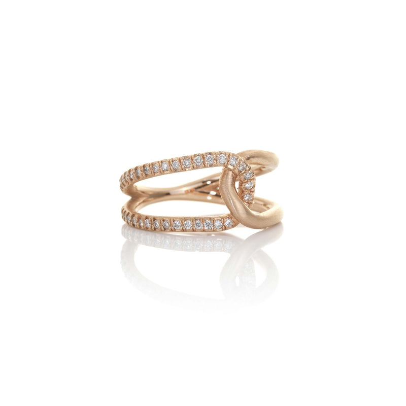Hand made in Los Angeles Brooke Gregson 14k rose gold Diamond Love Knot Ring
