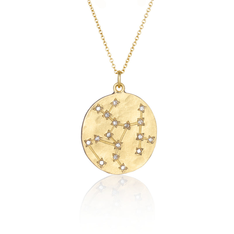 14K Gold Reversible Round Sagittarius Zodiac Sign Pendant | Jewelry America